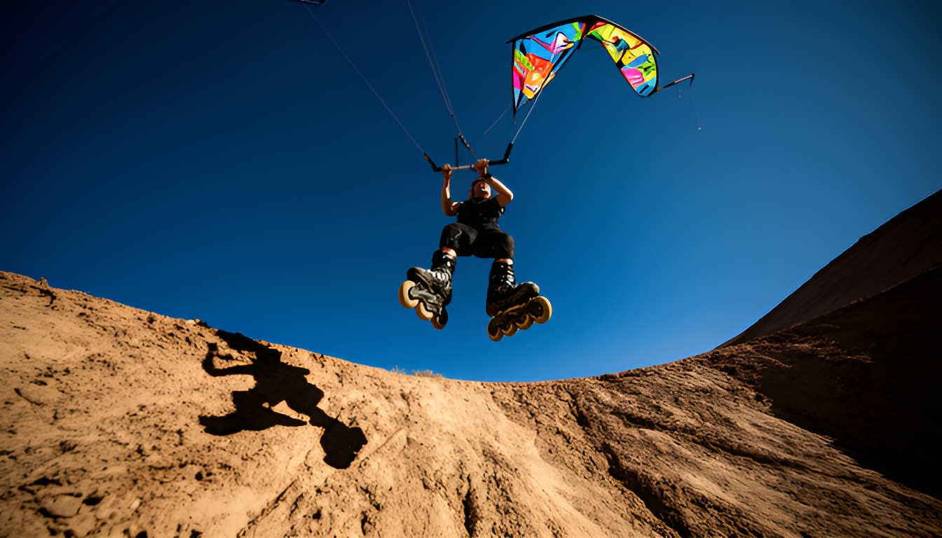 Low angle rider mid-air above a ramp
